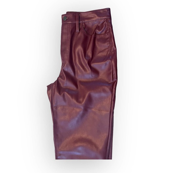 Madewell Perfect Vintage Straight Jean: Dark Cabernet Faux Leather Size 29 Red - Picture 3 of 9